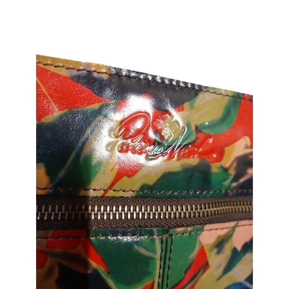Patricia Nash Leather Floral Crossbody Bag With Adjustable Strap & Zippered Fron